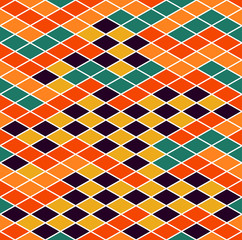 Vector geometric seamless pattern. Multicolored mosaic. The pattern elements are arranged on white background. Useful as design element for texture, pattern and artistic compositions.
