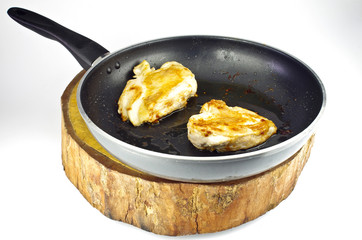 fried chicken in frying pan