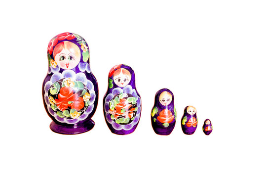 Row of Russian Matryoshka Dolls