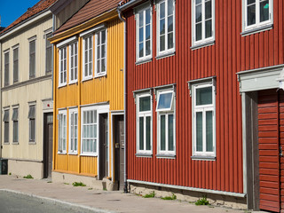Fototapeta na wymiar Wooden houses in Trondheim, Norway