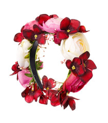 wreath with colored flowers isolated