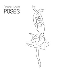 Abstract dancer line art; ballerina performance poses illustration.