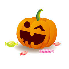 Halloween pumpkin with candy