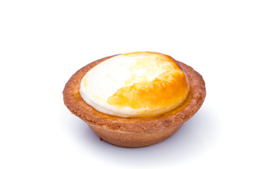 Cheese tart on white background .