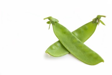 Snow Peas on White Background