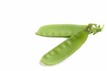 Snow Peas on White Background