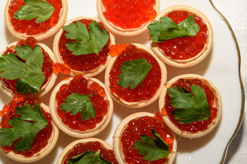 red caviar tartlets snack food