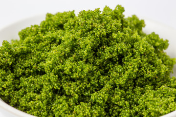 Freshwater Algae With a small round pellets. Cooking delicious,