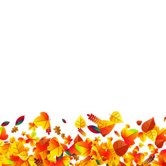 Autumn leaves scattered background. Oak, maple and rowan