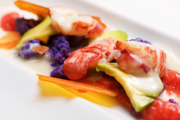 Lobster with sauce and vegetables