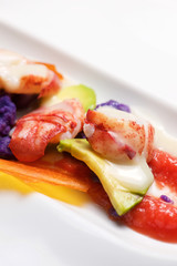 Lobster with sauce and vegetables