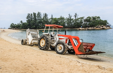 Cleaning beach truck