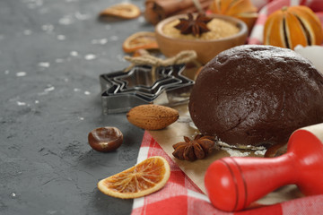 Raw dough for baking chocolate cookies