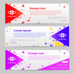 Abstract template banner with triangle pattern. Web banner with geometric shape background