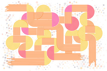 Abstract retro lines background. Colorful retro rounded.