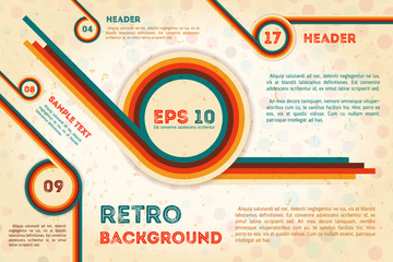 Abstract retro poster with text and colorful circles. Design elements and grunge texture. Vintage poster background. © arthead