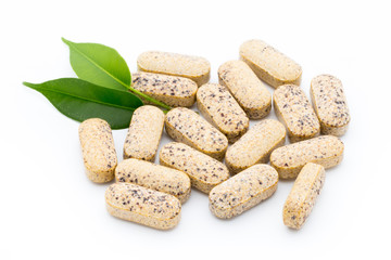 Alternative Medicine. Vitamin capsules. Homeopathic supplement.