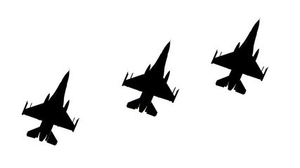 Silhouettes of fighter jets
