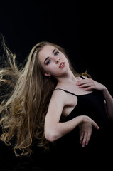 Naklejka premium the girl with developing hair