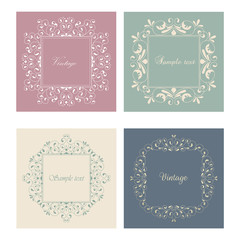 Template collection invitation  card for the wedding or announcement, save the date card. Template ornament flyer. Vintage style.
