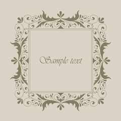 Floral ornate frame for greeting or invitation card  or announcement, save the date card. Template ornament flyer. Vintage style.