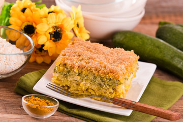 Rice timbale with zucchini. 