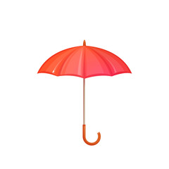 Red umbrella isolated on white background. Vector illustration.