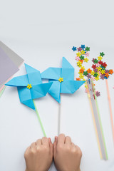 children's hands do origami