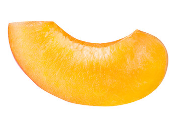 slice ripe apricot isolated on a white background