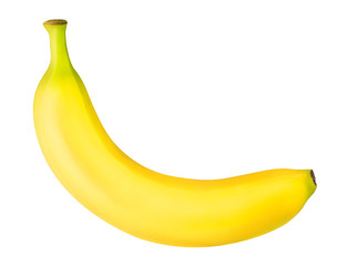 one ripe banana isolated on white background