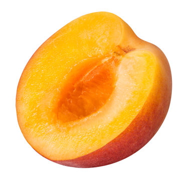 half ripe apricot isolated on a white background