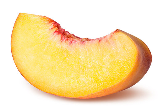 peach fruit sliced isolated on white background
