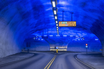Tunnel roundabout in Laerdal in Norway