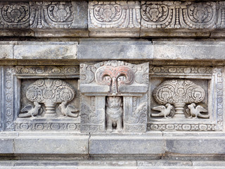 Ancient stone carving of Prambanan Temple, the 9th-century Hindu temple compound in Central Java, Indonesia,  and is also a UNESCO world heritage site.