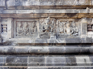 Ancient stone carving of Prambanan Temple, the 9th-century Hindu temple compound in Central Java, Indonesia, and is also a UNESCO world heritage site.