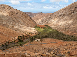 view of a landscape of Fuerteventura from Lookout Risco de las Penas, Canary Islands,