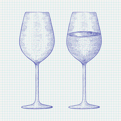 Glass of wine. Hand drawn sketch