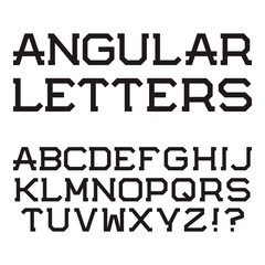 Black angular capital letters. Stylish font. Isolated latin alphabet.