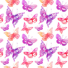 Amazing background with butterflies and flowers. seamless patter