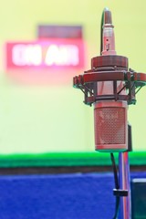 Microphone in a recording studio.