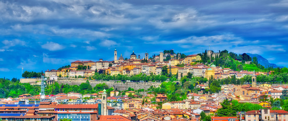 The city of Bergamo in Bergamo high - obrazy, fototapety, plakaty