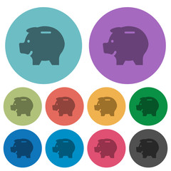 Color piggy bank flat icons