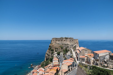 Obraz na płótnie Canvas View over Scilla with Castello Ruffo, Calabria, Italy 