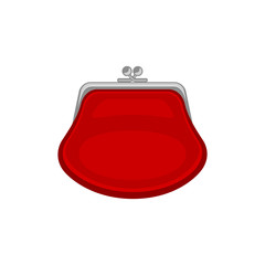 Red purse. Vector icon isoated on a white background. Vector illustration.