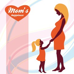 Happy Mother's Day. Motherhood and Childhood. Colored illustration