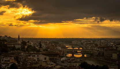 Fototapeta na wymiar Great view of Florence from Michelangelo Square. Sunset over Florence, Italy.