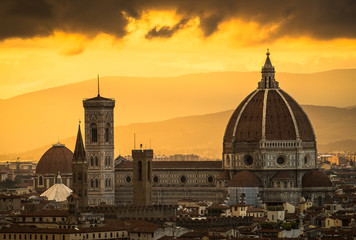 Cathedral of Santa Maria del Fiore at sunset, Florence, Italy.