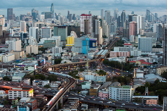 Traffic in Bangkok cityscape