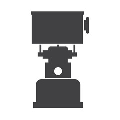 Camping gas vector icon for website and internet. Single tourist stove silhouette isolated on white background. Hiking gas stove pictogram in outline design.