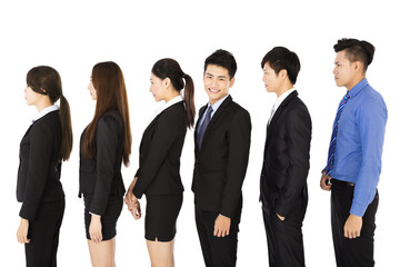 group of business people standing in row